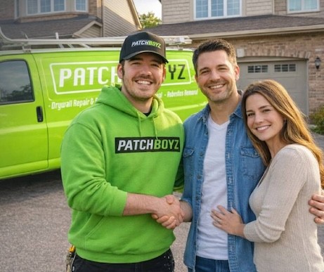 Fittes vent install technician and clients shaking hands after a successful installation