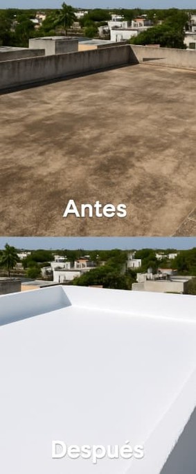 Antes y despues del servicio de impermeabilizacion en merida