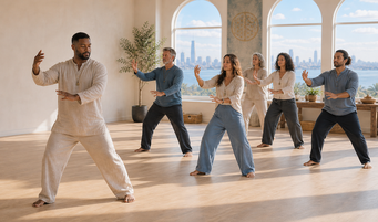 Class doing Qigong