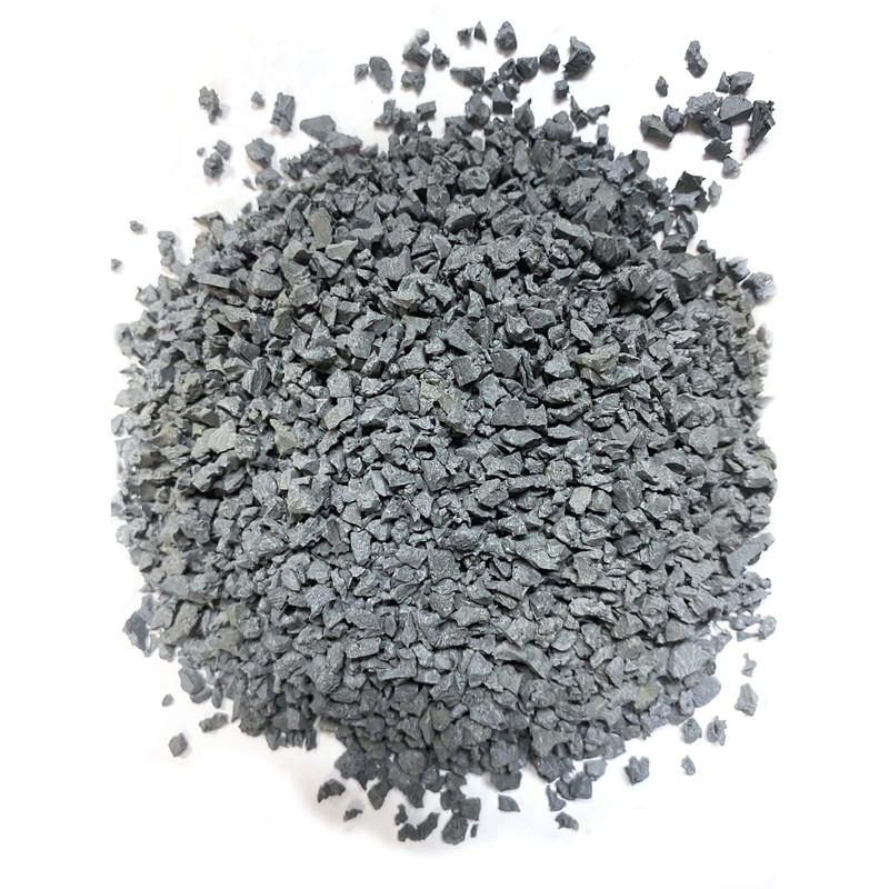 Recycled rubber in grey.