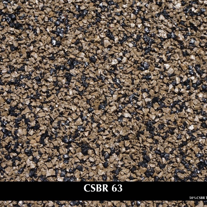 Recycled rubber in black.