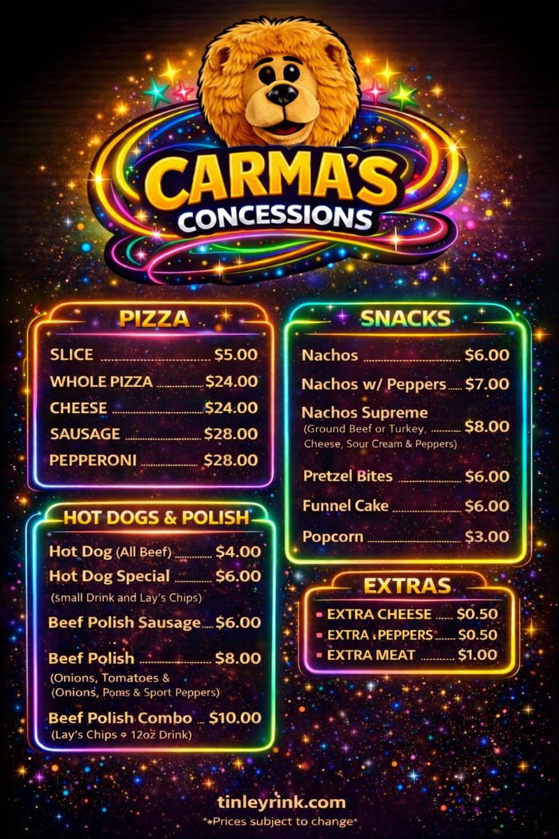 Carma's Concessions Menu - Page 1