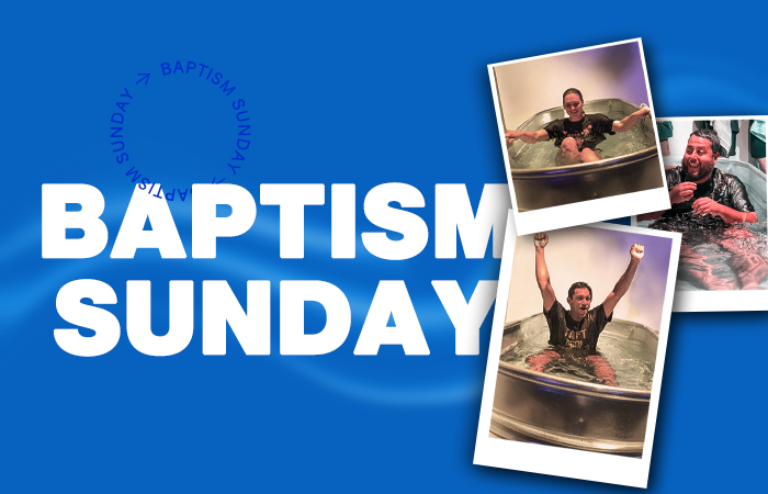 Image with the words, Baptism Sunday