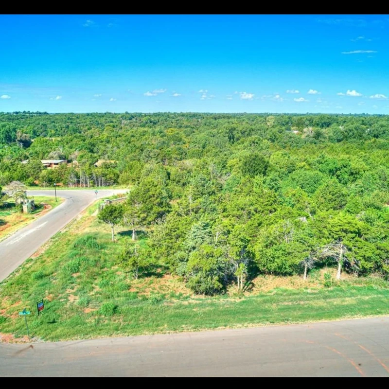 Wide aerial view of Highland Estates available lots in Mustang OK, ready for executive-level custom homes.